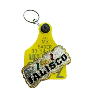 Cattle Tag Keychain Arete de Vaca Llavero con Concho