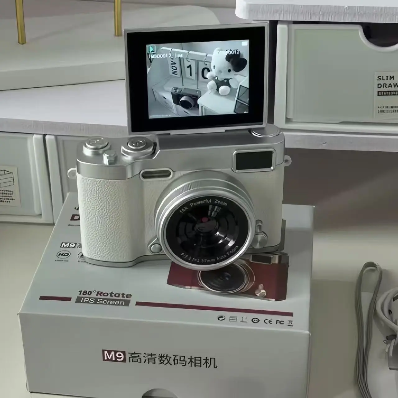 M9 High-Definition Digital Camera with 180° Rotatable IPS Screen and 20mm Lens for Superior Photography