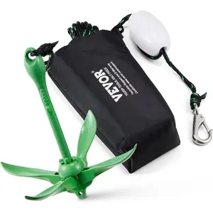 VEVOR Kayak Anchor Kit, 3.5 lb Paddle Board Anchor Kit with 26.2 ft/8 m Rope and Buoy, Folding Small Boat Anchor with Storage Bag and Snap Hook, Kayak Accessories for Kayaks, Small Boats, CanoesVEVOR Super Brand Day