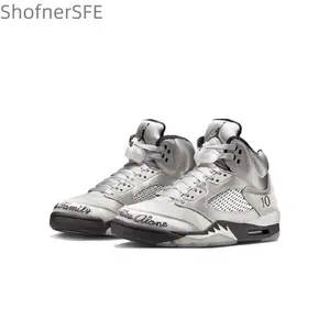 Grey-black Vintage Slip-resistant Durable Retro Basketball Shoes for Men Classic Design Comfortable Fit