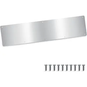 6x34 Inch Aluminum Door Kick Plate, Rounded Corners Satin Finish Metal Kickplate for Bottom of 36" Interior and Exterior Doors