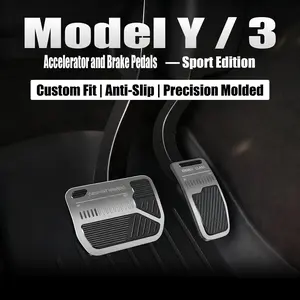 Tesla Model 3/Y （2017-2023） 2-Piece Set Anti-Slip Pedal Covers Premium Aluminum Alloy Replacement Multiple Colors