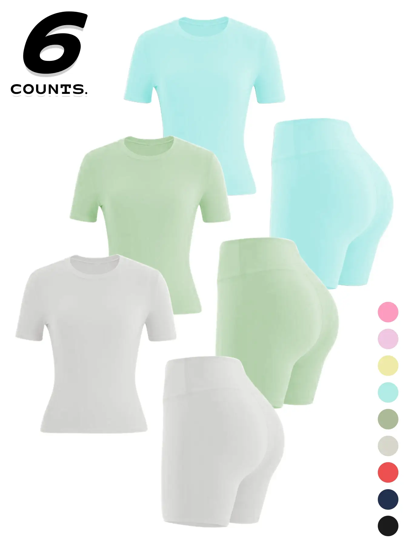 Two-piece Set Women's Solid Color Tee & High Waist Skinny Shorts Tracksuit Set, Sporty Casual Breathable Set for Yoga Gym Workout Running, Ladies Summ