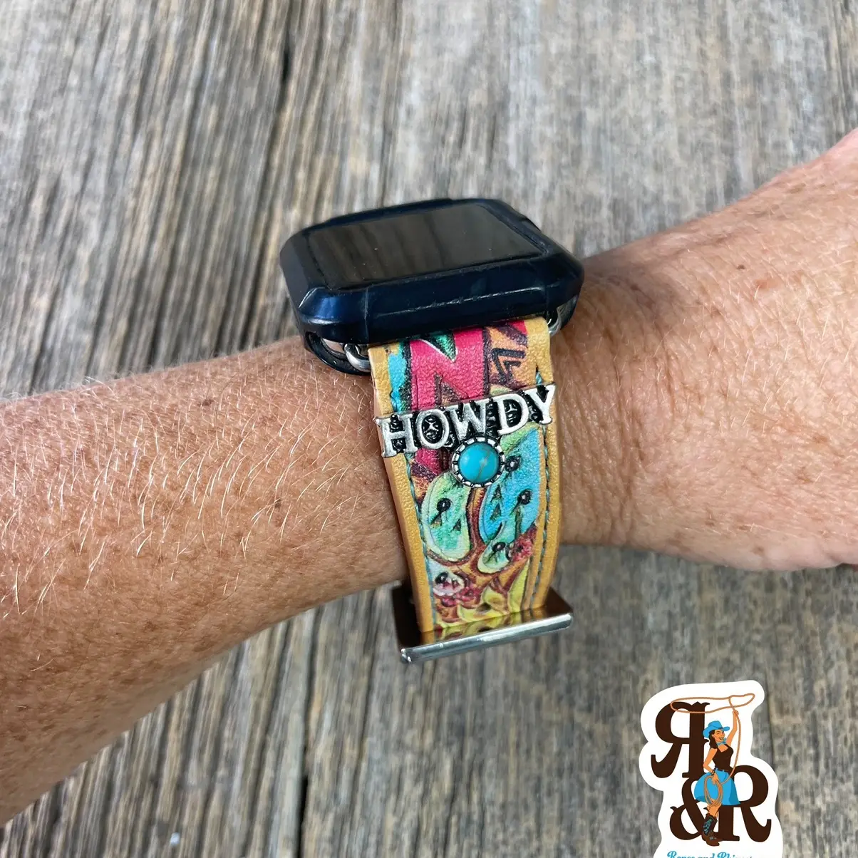 Cactus With Howdy Charm Watch Band