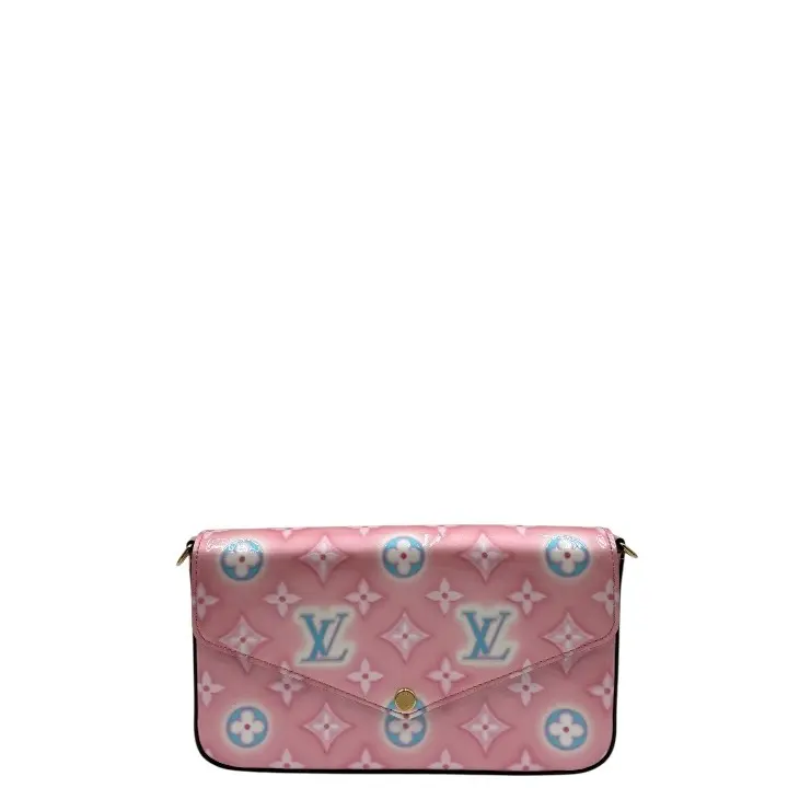 Pre-owned Louis Vuitton VERNIS Small Leather Goods FELICIE POCHETTE MONOGRAM VERNI LIGHT PINK BAG