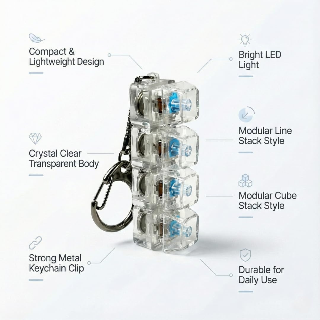 4-Key LED Mechanical Switch Fidget Keychain Viral ASMR Clicker Toy for Gamers & Programmers 4-Key LED Mechanical Switch Fidget Keychain Viral ASMR Clicker Toy for Gamers & Programmers