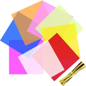 200 count Colored Cellophane Sheets,7.5x7.5 Inch Cello Sheets, Colored Cello Wrap for DIY Arts Crafts,  Wrapping, Scrapbooking & Decorations