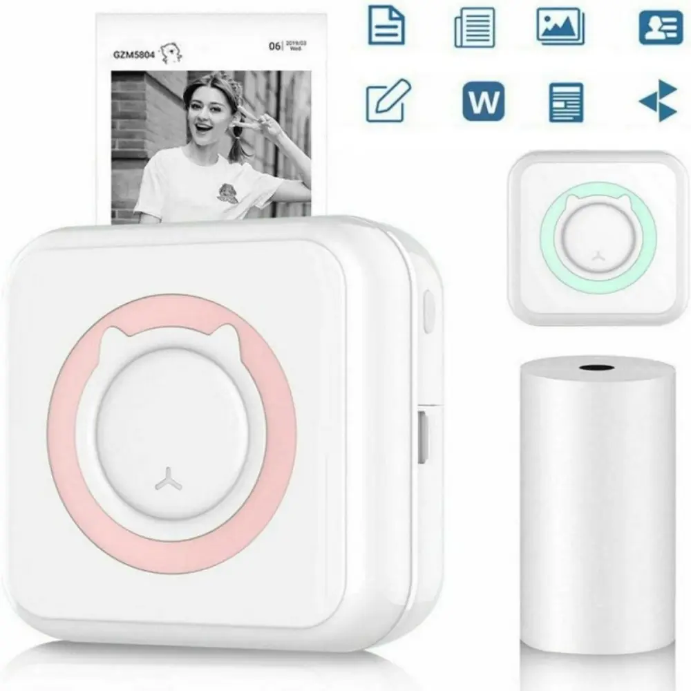 Portable Bluetooth Thermal Wireless Printer, Mini Inkless Sticker Maker with Paper Rolls for Photos, Work Lists