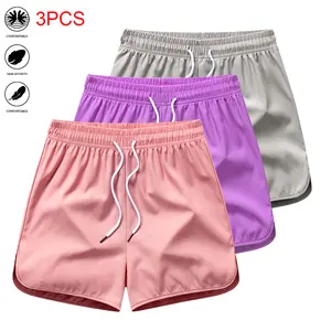 3PCS drawstring women’s athletic shorts, casual wear, gym or workout shorts with pockets