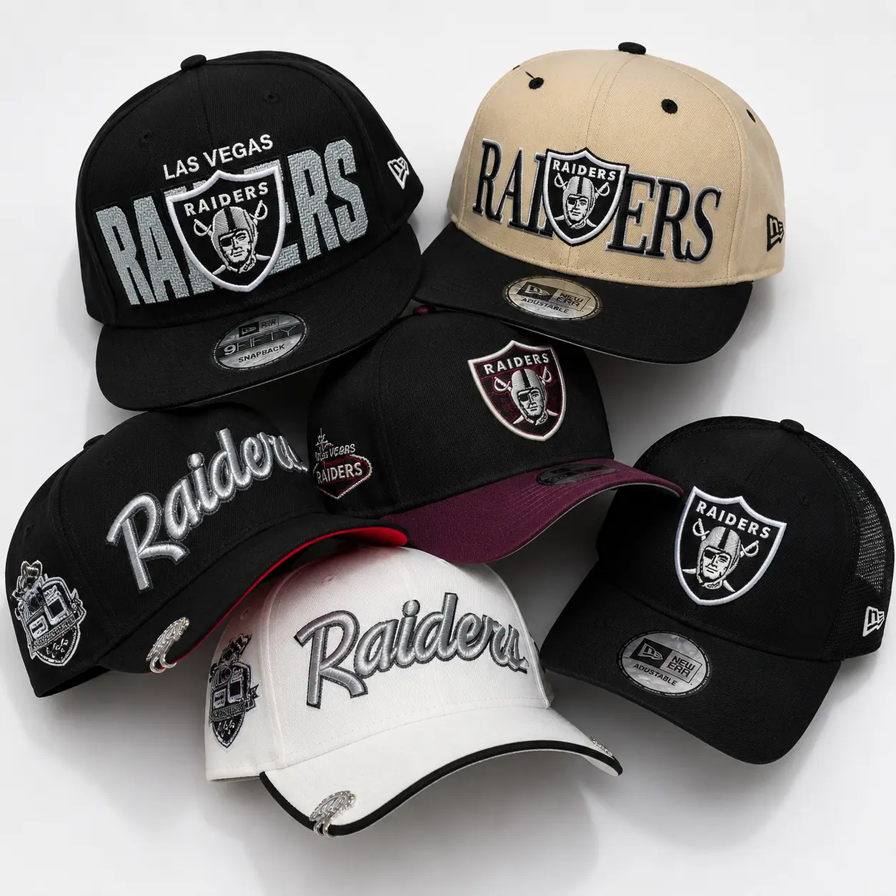 New Era - Las Vegas Raiders Hat | NFL Adjustable Snapback, Trucker, Curved Brim Caps for Men & Women