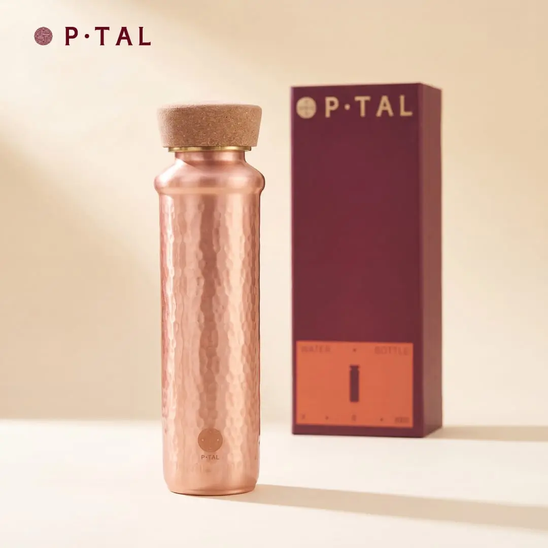 PTAL 100% Pure Copper Water Bottle for Natural Detox | Leakproof Handcrafted Ayurvedic Drinkware | Helps with Grey Hair, Gut Support, Skin Glow | Lab-tested, Eco-friendly | Portable Cup / Tumbler | 29oz