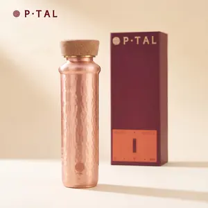 P•TAL 100% Pure Copper Water Bottle for Natural Detox | Leakproof Handcrafted Ayurvedic Drinkware | Helps with Grey Hair, Gut Support, Skin Glow | Lab-tested, Eco-friendly | Portable Cup / Tumbler | 29oz