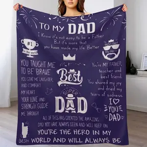 【Father's Day gift】 father son bed blanket Flannel Blanket - Unique Designs, Gift for Father's Day from Daughter Or Son，Heartwarming Inspirational Quotes, Ideal Father's Day Gift for Dad