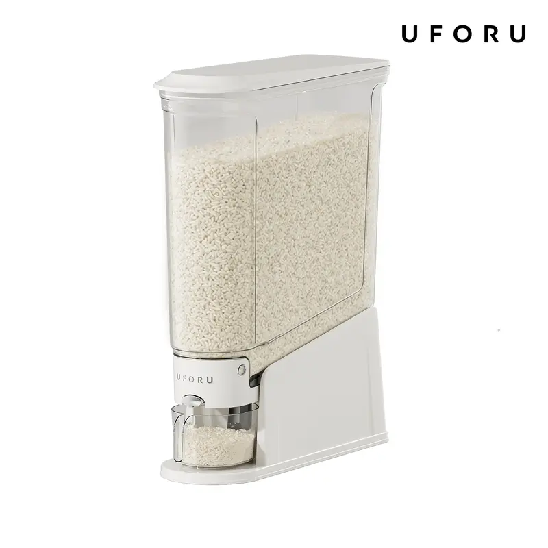 UFORU Airtight Rice Dispenser - Body-Safe BPA-Free Food-Grade, Insect-Proof Moisture-Resistant, 11 lbs/22 lbs Large Capacity, Push-Button Operation for Grains Beans Camping Food Kitchen Organization (Airtight, Maintains Freshness Storage), Airtight Food S