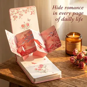 128 Pages Elegant Rose 3D Notebook, High Aesthetic Portable Journal, Thick 3D Book, Creative Diary for Girls, Beautiful Handwritten Logbook