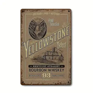 1pc 8x12 Retro Metal Bourbon Whiskey Tin Sign - Distressed Finish, Lightweight Decorative Wall Hanging Plaque - Home Decor, Farmhouse Decor, Classic Retro Home Signs, Bar Decoration, Unique Gift Idea