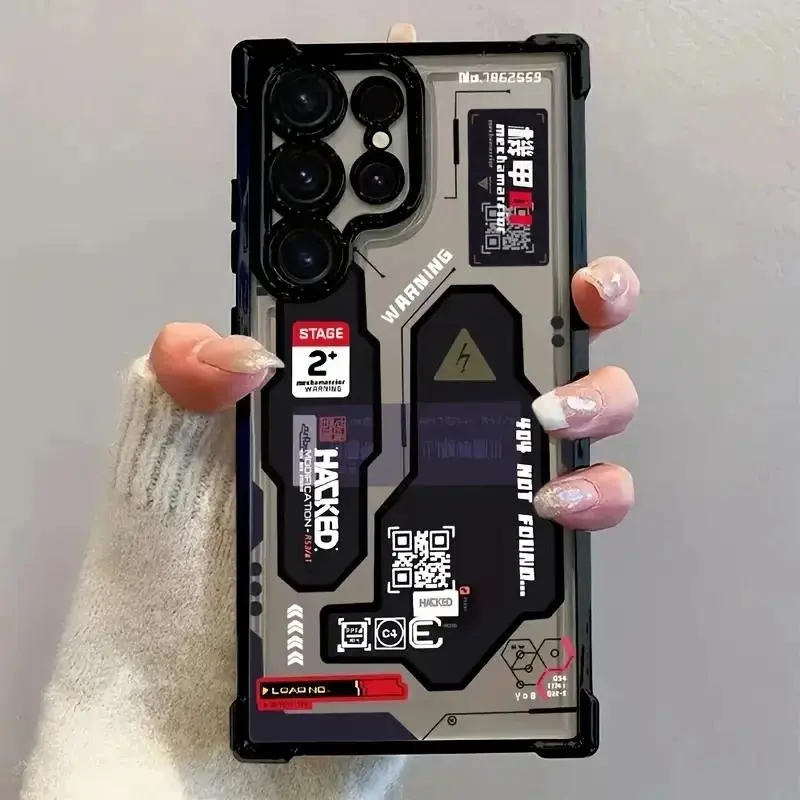 Phone Case for Samsung Galaxy A55 A53 Cases S26 S25 S24 S23 S22 S21 FE Plus Ultra &iPhone 17 16 15 14 13 12 11 ProProMax Plus Air Mecha-Style Graffiti Airbag Cover, Silicon, Customized, Accessories, Smartphone, Cellphone, Handheld