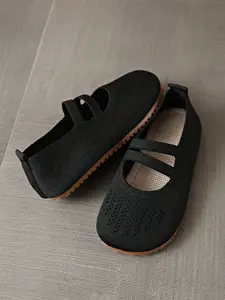 Shell Head Knitted Kids Shoes Spring Summer, Boys Girls Large Mesh Korean Style Baby Shoes, Pure Color Soft Bottom Hollow Out