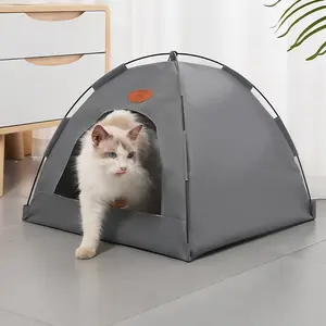 Pop-up cat tent pet bed, semi-enclosed waterproof tent cat and dog bed with detachable pads for all four seasons, portable pyramid cat bed for cats and small dogs, indoor and outdoor universal without assembly, folding pet tent