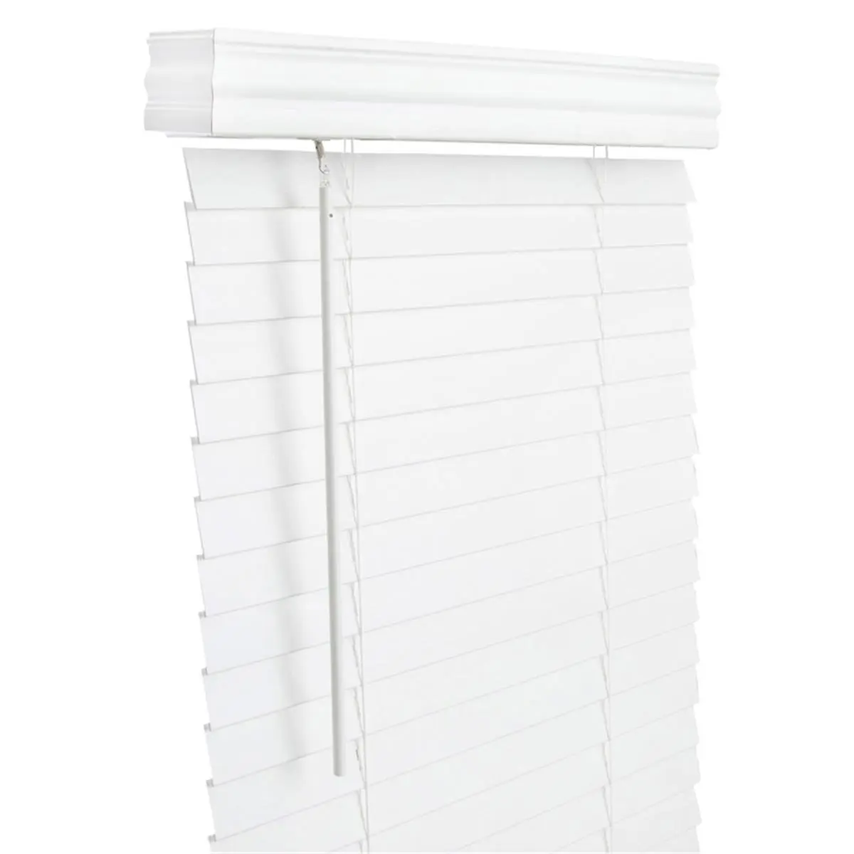 2 in. Faux Wood Cordless Blinds, White - 34 x 60 in., Custom Size, Opaque Slats