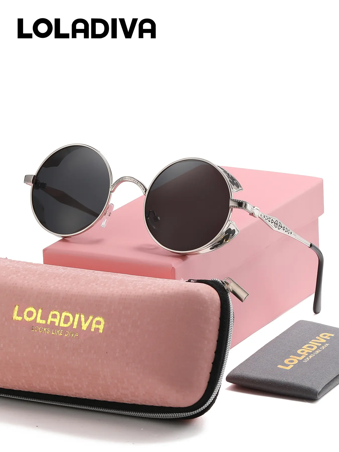 LOLADIVA Unisex Meticulous Craftsmanship Full Frame Sunglasses Reflecting Taste Round Frame Sunglasses UV400