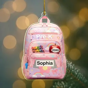 Personalized Pre-K Student Christmas Acrylic Ornament, Custom Name Preschool 2D Flat Holiday Classroom Decor, Gift for Kids & Families, Decoration, Hanging Decor
