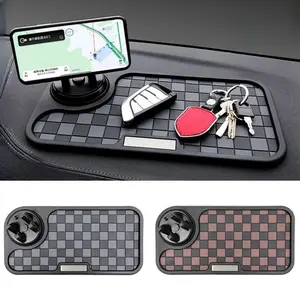 2 in 1 Dashboard Anti Slip Mat with Phone Mount 360-Degree Rotation Car Phone Holder PVC Non-Slip Key Storage Mat for Car