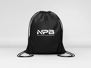 NPB Black Gym String Bag Adjustable Durable Lightweight