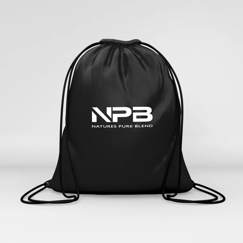 NPB Black Gym String Bag Adjustable Durable Lightweight