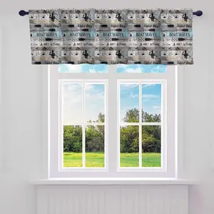 Lake House Kitchen Curtains Valances,1 Panel 52"Lx18"W Rustic Lake Kitchen Curtains Valances,Dark Color Wooden Plank Lake Boater Curtain Valances