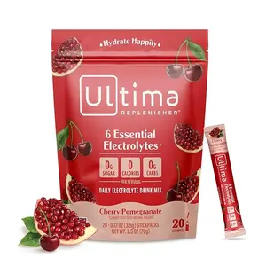 Ultima Replenisher Daily Electrolyte Powder Drink Mix – Cherry Pomegranate, 20 Stickpacks – Hydration Packets with 6 Electrolytes and Minerals – Keto Friendly, Vegan, Non-GMO and Sugar-Free
