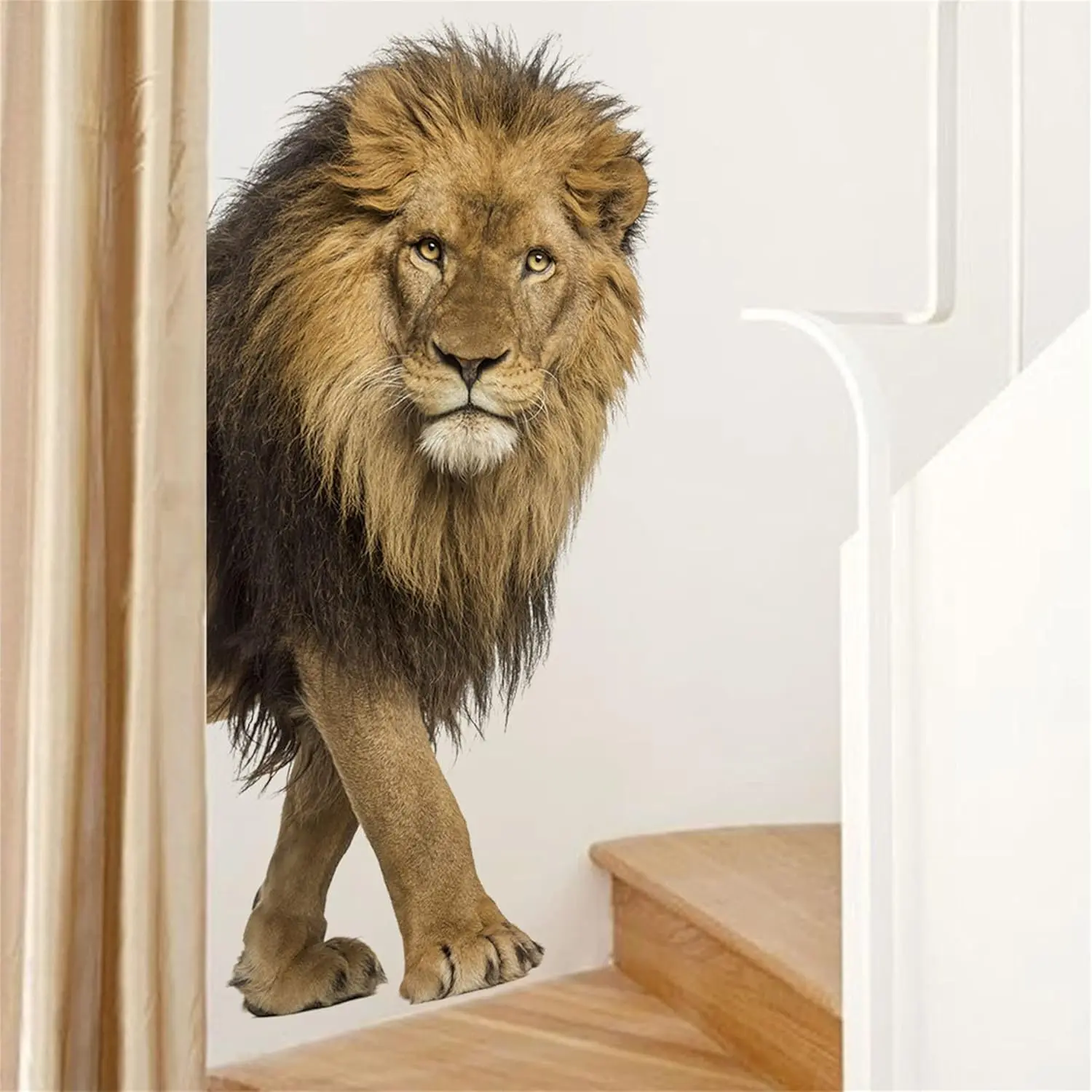 X-WPA07 PVC Lifelike Lion Animal Wall Stickers - Removable, Waterproof, Colorful Contemporary Casual Home Decor for Children's Rooms, Tiles (23x11.8in Sheet), Ideal Thanksgiving Gift