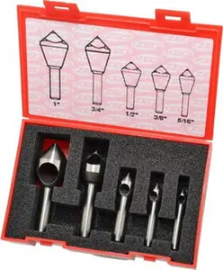 KEO Cobalt Steel Single End Countersink Set, Set of 5, 5/16 to 1" Head Diameter, 82° Included Angle, 1-5/8 to 2-5/8" OAL, 1/4 to 3/8" Shank Diameter, Model 53519, Set Of Five