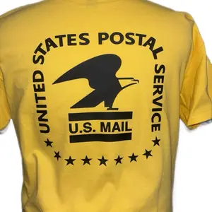 Custom Postal Inspired T-shirts - Yellow U.S. Mail Design with Eagle Logo for Men and Women