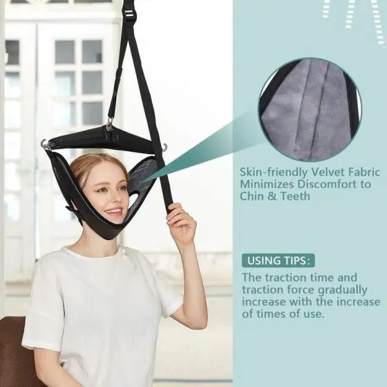 Spinal traction belt (black, hand-operated)