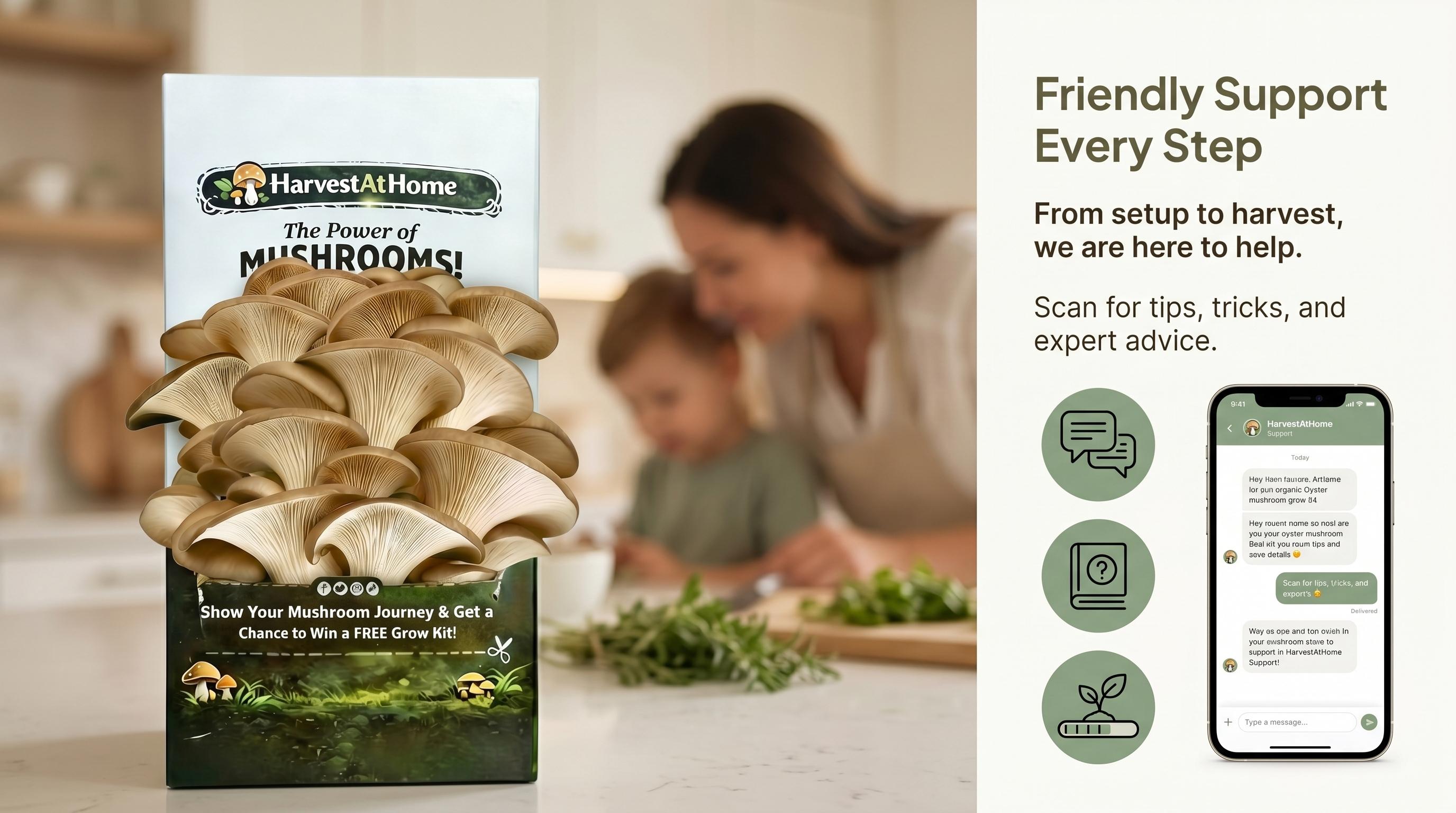HarvestAtHome Certified USDA Organic Mushroom Kit 3-Pack (3.5lb) - Pure Mycelium Healthy Edible Fungi, 1-7 Days Fast Growth, Interactive Visual Experience, Food for Adults, Made in USA, All Seasons