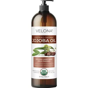 velona Jojoba Oil USDA Certified Organic - 32 Fl Oz (with Pump) | 100% Pure and Natural | Golden, Unrefined, Cold Pressed, Hexane Free