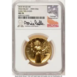 Modern Bullion Coins (2015-W G$100 American Liberty High Relief ER Mike Castle)