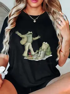 100% Cotton Unisex Frog & Toad Meme Funny Costume Tees T-Shirt Funny Humor Outfit Graphic Printed Tee