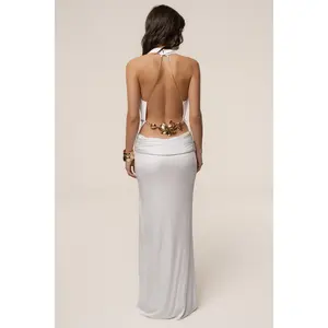 Cream Lunara Cowl Maxi Dress