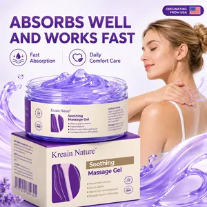 Kreain Nature Herbal Soothing Body Massage Gel – Purple Cooling Gel for Muscle & Joint Care, Non-Greasy Fast Absorb Formula for Knees, Shoulders, Back Pain Relief Massage Use, Everyday Body Comfort Cream