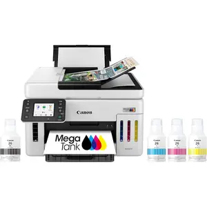 Canon Megatank GX6120 Wireless All-in-One Printer, Print, Scan and Copy, with 2.7" LCD Touch Screen and Auto Document Feeder, White