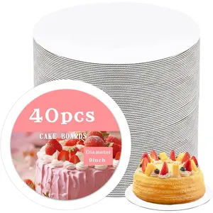 40 Pcs 9inch Round White Food-Grade Corrugated Cardboard Cake Rounds Ideal for Baking Cake DIY Dessert and Crafting