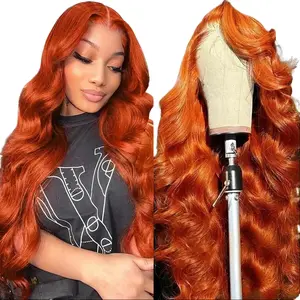30 Inch Ginger Wig Human Hair Body Wave Lace Front Wigs 13x6 HD Body Wave Lace Front Wig 180 Density Curly Wig Pre Plucked Baby Hair
