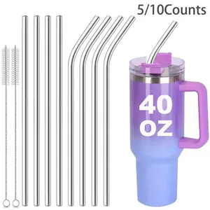 11.8inch Reusable Stainless Steel Straw, Fits 40oz Tumblers, Includes Cleaning Brush, Durable & Eco-Friendly Drinking Accessory