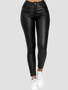 High Waist PU Leather Tight-Fitting Long Pants, Stylish Women's Fashion, Comfortable and Trendy, Perfect for Daily Wear