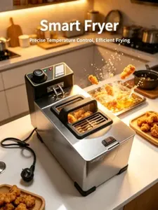 3.5L Electric Deep Fryer with Basket, 2000W Small Stainless Steel Deep Fryer for Home Use, Adjustable Temp & Timer, View Window Lid with Odor Filter, Dishwasher Safe，deep fryer with basket