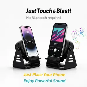 Wireless Induction Audio Speaker Stand, 5in1 Cellphone Holder,  Rechargeable Emergency Power Bank,360° Adjustable Mobile Tablet Stand with Colorful Ambient Light Gifts for Men Women Mothersdaygift