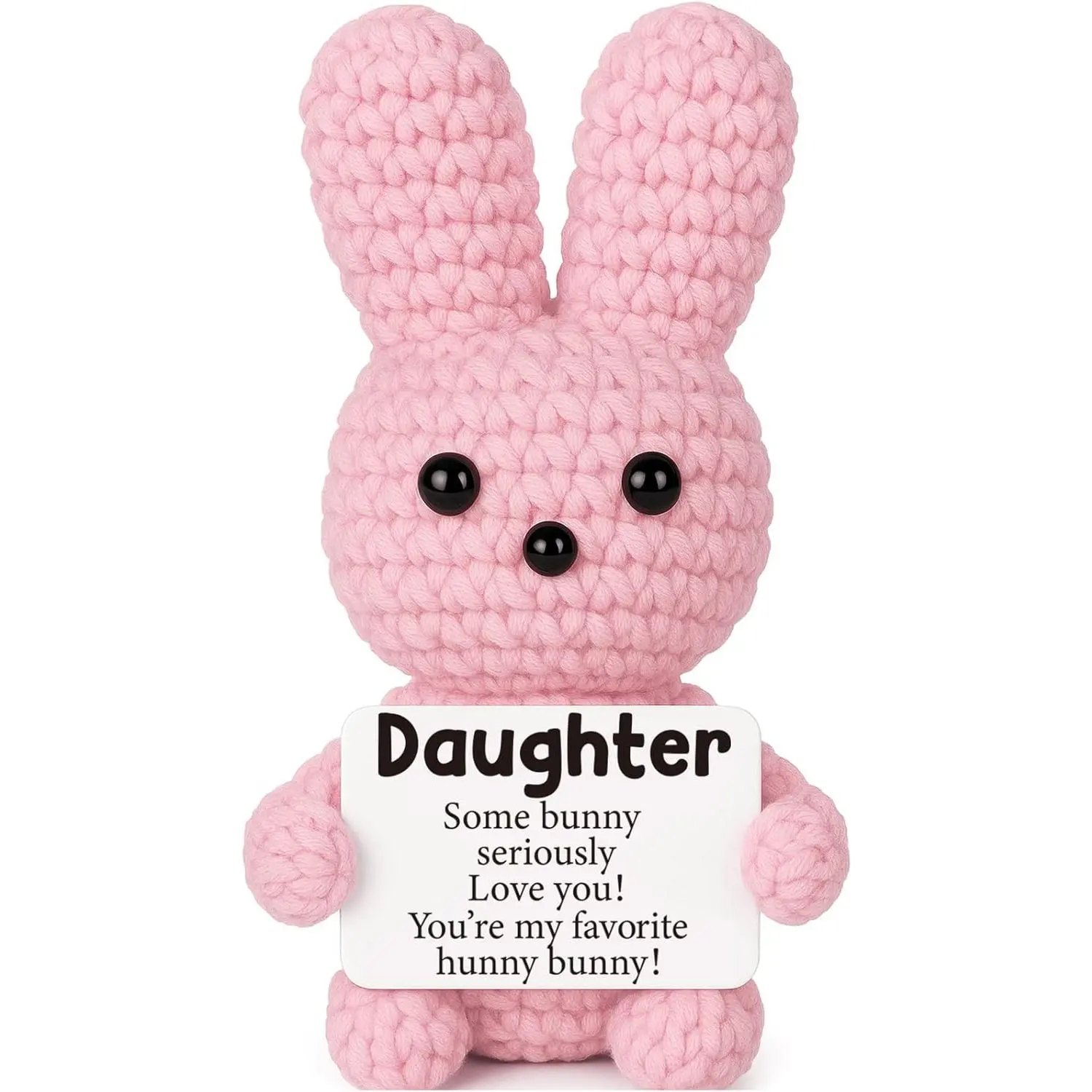 Mini Easter Basket Stuffers Inspirational Daughter Gifts from Mom Dad Handmade Positive Crochet Pink Bunny for Dauther from Parents Birthday Easter Encouragement Gifts for Daughters Easter Egg Decor