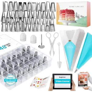74 PCs Icing Piping Bags and Tips Set Cake Decorating Kit with 48-Numbered 20+1 Pastry for Cookie Cupcake Decoration Booklet E-book